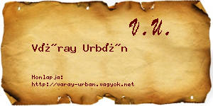 Váray Urbán névjegykártya